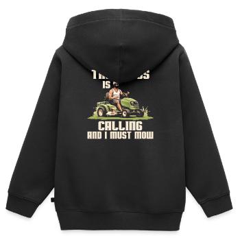 Der Rasen Ruft Und Ich Muss Mähen - Kinder Premium Organic Zip Hoodie - Schwarz - Hinten - AI Model Kid Male (0cm)