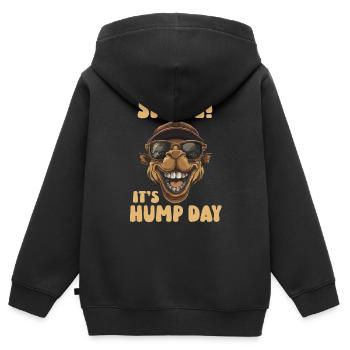 Sourire! C’est mercredi, chameau avec lunettes de soleil - Sweat Premium à capuche zippé enfant bio - noir - Dos - AI Model Kid Male (0cm)