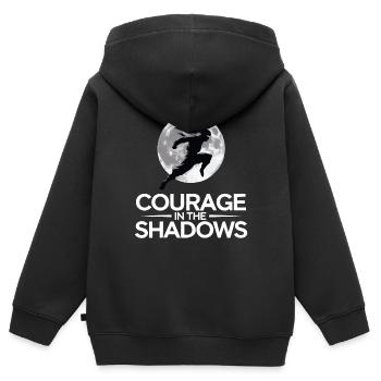 MUT IM SCHATTEN - Kinder Premium Organic Zip Hoodie - Schwarz - Hinten - AI Model Kid Male (0cm)