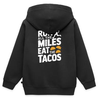 Lauf alle Kilometer Iss alle Tacos Mexikanisches Essen - Kinder Premium Organic Zip Hoodie - Schwarz - Hinten - AI Model Kid Male (0cm)