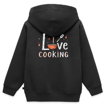 J’aime cuisiner Cuisiner Cuisiner Cuisiner - Sweat Premium à capuche zippé enfant bio - noir - Dos - AI Model Kid Male (0cm)