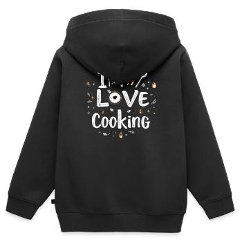 J’aime cuisiner Cuisiner Cuisiner Cuisiner - Sweat Premium à capuche zippé enfant bio - noir - Dos - AI Model Kid Male (0cm)