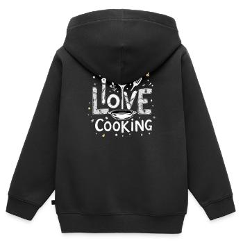 J’aime cuisiner Cuisiner Cuisiner Cuisiner - Sweat Premium à capuche zippé enfant bio - noir - Dos - AI Model Kid Male (0cm)