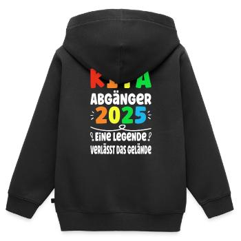 Kita Abgänger 2025 Legende Verlässt das Gelände - Kinder Premium Organic Zip Hoodie - Schwarz - Hinten - AI Model Kid Male (0cm)