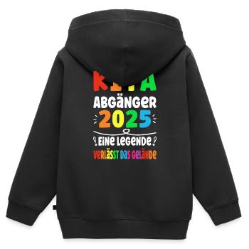 Kita Abgänger 2025 Legende Verlässt das Gelände - Kinder Premium Organic Zip Hoodie - Schwarz - Hinten - AI Model Kid Male (0cm)