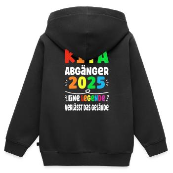 Kita Abgänger 2025 Legende Verlässt das Gelände - Kinder Premium Organic Zip Hoodie - Schwarz - Hinten - AI Model Kid Male (0cm)