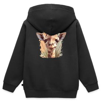 Girafes Girafe - Sweat Premium à capuche zippé enfant bio - noir - Dos - AI Model Kid Male (0cm)