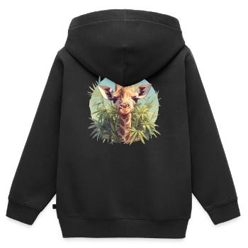 Girafes Girafe - Sweat Premium à capuche zippé enfant bio - noir - Dos - AI Model Kid Male (0cm)