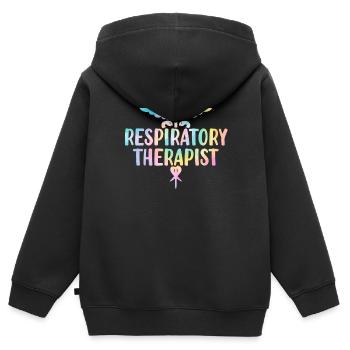Atemtherapeut Tie Dye Gesundheitswesen Lunge - Kinder Premium Organic Zip Hoodie - Schwarz - Hinten - AI Model Kid Male (0cm)