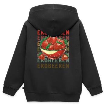 ERDBEEREN - Kinder Premium Organic Zip Hoodie - Schwarz - Hinten - AI Model Kid Male (0cm)