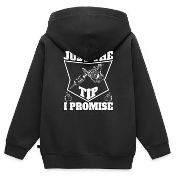 Just The Tip I Promise Witziges Tattoo-Motiv - Kinder Premium Organic Zip Hoodie - Schwarz - Hinten - AI Model Kid Male (0cm)