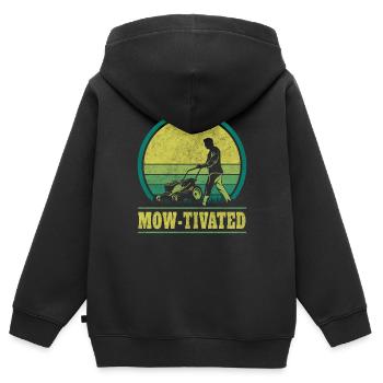 Mow-Tivated Lawn Mowing Gardening - Kids Premium Organic Zip-up Hoodie - black - Back - AI Model Kid Male (0cm)