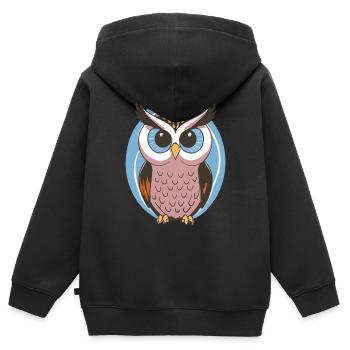 NIEDLICHE Eule - Kinder Premium Organic Zip Hoodie - Schwarz - Hinten - AI Model Kid Male (0cm)