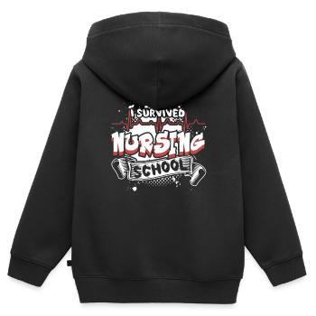 I Survived Nursing School - Kids Premium Organic Zip-up Hoodie - black - Back - AI Model Kid Male (0cm)