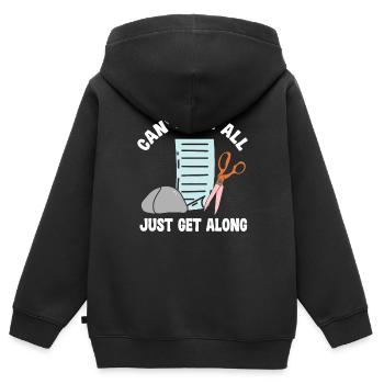 Können Wir Nicht Alle Einfach Gut Auskommen - Kinder Premium Organic Zip Hoodie - Schwarz - Hinten - AI Model Kid Male (0cm)