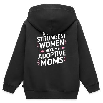 Drôle d’adoption Maman Gotcha Day Maman en famille d’accueil - Sweat Premium à capuche zippé enfant bio - noir - Dos - AI Model Kid Male (0cm)