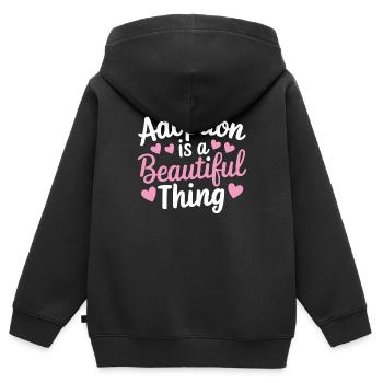 Adoption ist eine schöne Sache Lustige Adoption - Kinder Premium Organic Zip Hoodie - Schwarz - Hinten - AI Model Kid Male (0cm)
