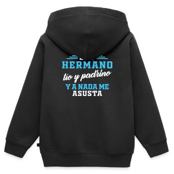 Ich bin Bruder, Onkel und Patenonkel und nichts macht mir Angst - Kinder Premium Organic Zip Hoodie - Schwarz - Hinten - AI Model Kid Male (0cm)