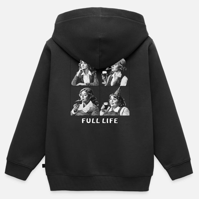 VIE ENTIÈRE - Sweat Premium à capuche zippé enfant bio - noir