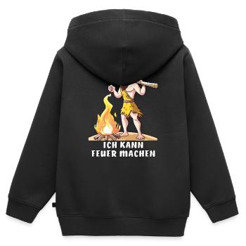 NEANDERTHAL I CAN MAKE FIRE - Kids Premium Organic Zip-up Hoodie - black - Back - AI Model Kid Male (0cm)