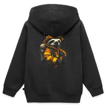 Paresseux de pompier - Sweat Premium à capuche zippé enfant bio - noir - Dos - AI Model Kid Male (0cm)