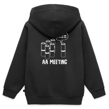 AA Meeting Batteries Funny Conversation Humorous - Kids Premium Organic Zip-up Hoodie - black - Back - AI Model Kid Male (0cm)