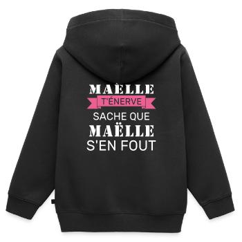 Wenn Gaëlle dich nervt, sei dir bewusst, dass Gaëlle sich einen Dreck darum schert - Kinder Premium Organic Zip Hoodie - Schwarz - Hinten - AI Model Kid Male (0cm)