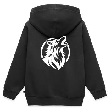 Heulender Wolf als Beschützer des Waldes - Kinder Premium Organic Zip Hoodie - Schwarz - Hinten - AI Model Kid Male (0cm)