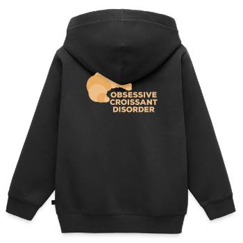 Obsessive Croissant Disorder Frühstücksfreude für - Kinder Premium Organic Zip Hoodie - Schwarz - Hinten - AI Model Kid Male (0cm)
