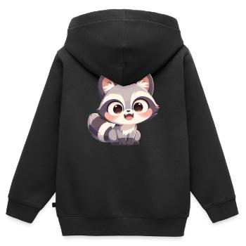 Waschbären Waschbär - Kinder Premium Organic Zip Hoodie - Schwarz - Hinten - AI Model Kid Male (0cm)