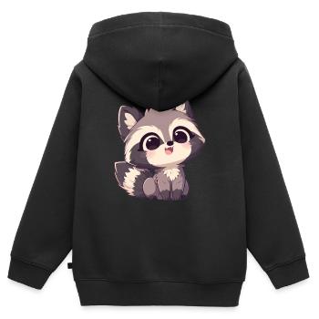 Waschbären Waschbär - Kinder Premium Organic Zip Hoodie - Schwarz - Hinten - AI Model Kid Male (0cm)