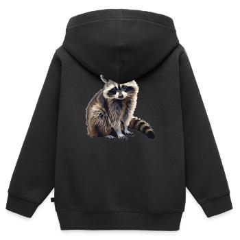 Waschbären Waschbär - Kinder Premium Organic Zip Hoodie - Schwarz - Hinten - AI Model Kid Male (0cm)