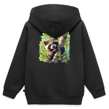 Waschbären Waschbär - Kinder Premium Organic Zip Hoodie - Schwarz - Hinten - AI Model Kid Male (0cm)