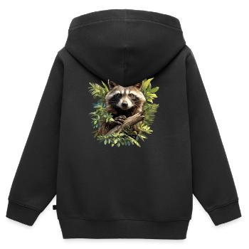 Waschbären Waschbär - Kinder Premium Organic Zip Hoodie - Schwarz - Hinten - AI Model Kid Male (0cm)