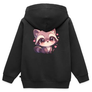 Waschbären Waschbär - Kinder Premium Organic Zip Hoodie - Schwarz - Hinten - AI Model Kid Male (0cm)