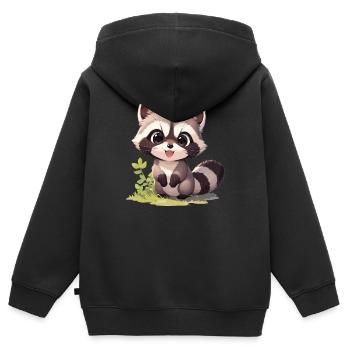 Waschbären Waschbär - Kinder Premium Organic Zip Hoodie - Schwarz - Hinten - AI Model Kid Male (0cm)