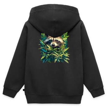 Waschbären Waschbär - Kinder Premium Organic Zip Hoodie - Schwarz - Hinten - AI Model Kid Male (0cm)