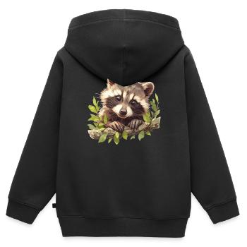 Waschbären Waschbär - Kinder Premium Organic Zip Hoodie - Schwarz - Hinten - AI Model Kid Male (0cm)