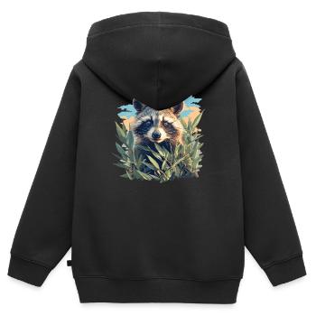 Waschbären Waschbär - Kinder Premium Organic Zip Hoodie - Schwarz - Hinten - AI Model Kid Male (0cm)