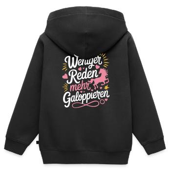 Pferdeliebhaber Pferde Mädchen Reiten Reiterin - Kinder Premium Organic Zip Hoodie - Schwarz - Hinten - AI Model Kid Male (0cm)