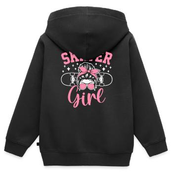 Skater Girl Führt Tricks Lustiges Skateboarden - Kinder Premium Organic Zip Hoodie - Schwarz - Hinten - AI Model Kid Male (0cm)