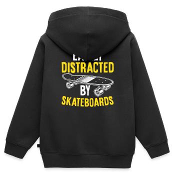 Leicht von Skateboards ablenken Longboard Skate - Kinder Premium Organic Zip Hoodie - Schwarz - Hinten - AI Model Kid Male (0cm)