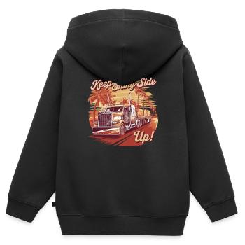 Trucker Keep The Shiny Side Up - Kids Premium Organic Zip-up Hoodie - black - Back - AI Model Kid Male (0cm)