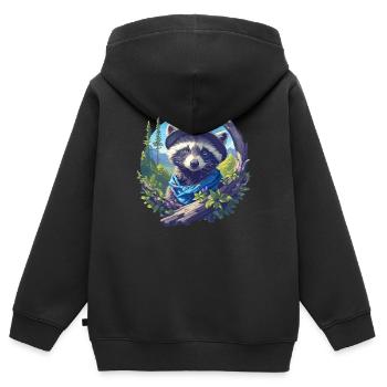 Waschbären Waschbär - Kinder Premium Organic Zip Hoodie - Schwarz - Hinten - AI Model Kid Male (0cm)