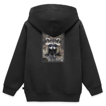 Waschbären Waschbär - Kinder Premium Organic Zip Hoodie - Schwarz - Hinten - AI Model Kid Male (0cm)