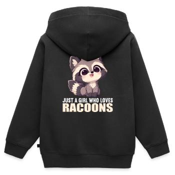 Waschbären Waschbär - Kinder Premium Organic Zip Hoodie - Schwarz - Hinten - AI Model Kid Male (0cm)