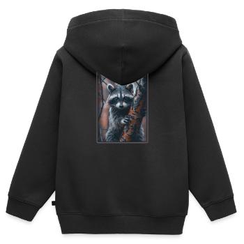Waschbären Waschbär - Kinder Premium Organic Zip Hoodie - Schwarz - Hinten - AI Model Kid Male (0cm)