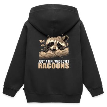 Waschbären Waschbär - Kinder Premium Organic Zip Hoodie - Schwarz - Hinten - AI Model Kid Male (0cm)