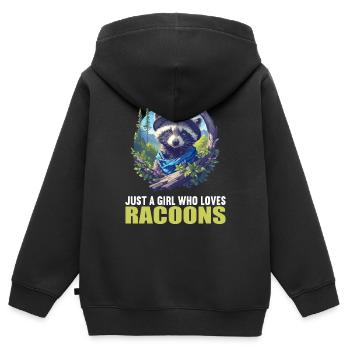 Waschbären Waschbär - Kinder Premium Organic Zip Hoodie - Schwarz - Hinten - AI Model Kid Male (0cm)