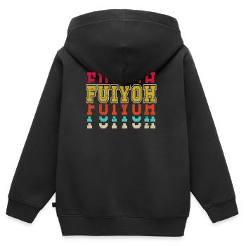 Fuiyoh Retro Lettering Design for the Trend-Conscious - Kids Premium Organic Zip-up Hoodie - black - Back - AI Model Kid Male (0cm)